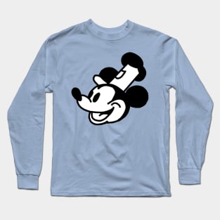 Steamboat Willie Portrait Black and White Long Sleeve T-Shirt